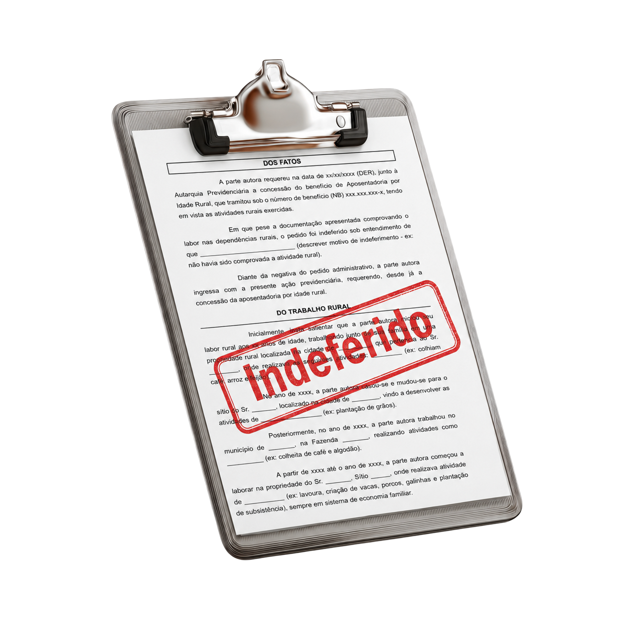 Mockup de resultado indeferido no INSS